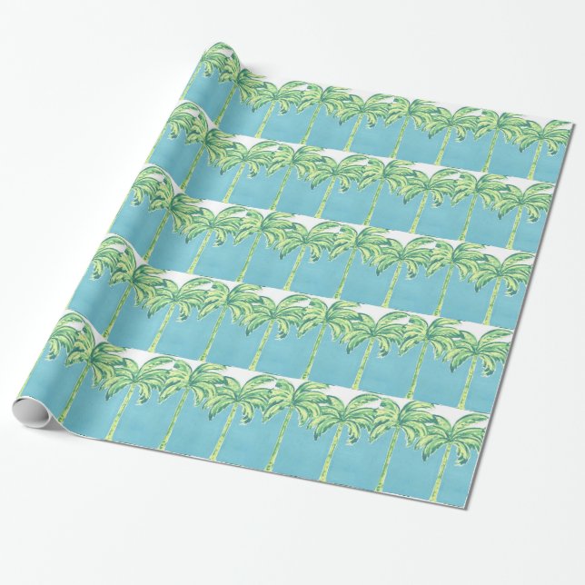 Modern Art Palms Wrapping Paper (Unrolled)