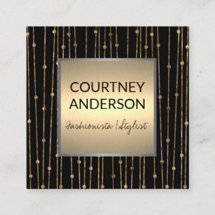 Modern Art Pattern Gold Line Work Square Business Card
