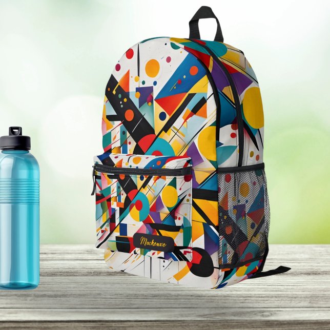 Modern Art Personalised Name Abstract Pattern Printed Backpack (Modern Art Personalized Name Abstract Pattern Printed Backpack by Ricaso. Add own name )
