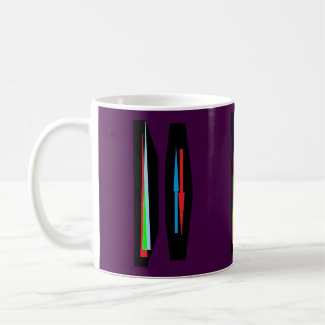 Modern Art points and arrows on dark purple Coffee Mug (Left)