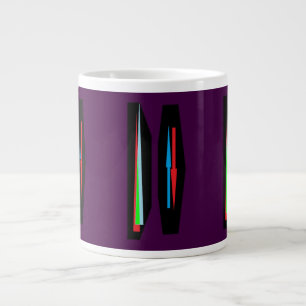 Modern Art points and arrows on dark purple Large Coffee Mug