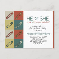 Modern Art Safety/Diaper Pin Gender neutral Reveal