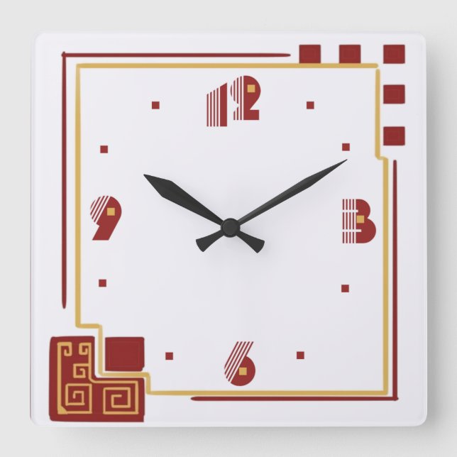 Modern art square wall clock (Front)