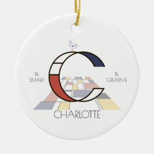 Modern Art Style Monogram. Letter С Ceramic Tree Decoration