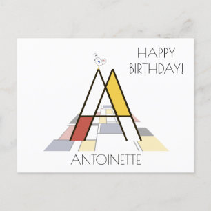 Modern Art Style Monogram. Letter A Postcard