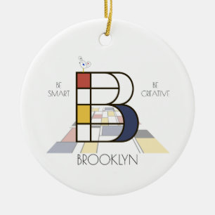 Modern Art Style Monogram. Letter B Ceramic Tree Decoration