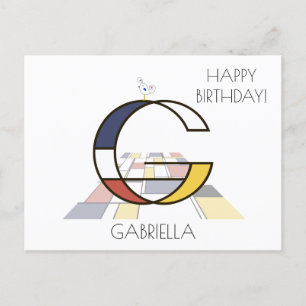 Modern Art Style Monogram. Letter G Postcard