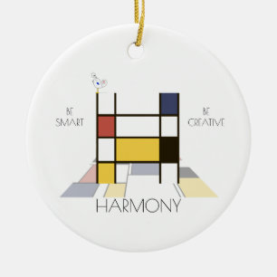 Modern Art Style Monogram. Letter H Ceramic Tree Decoration