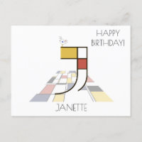 Modern Art Style Monogram. Letter J