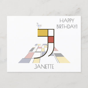 Modern Art Style Monogram. Letter J Postcard