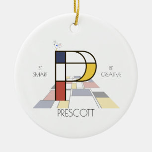 Modern Art Style Monogram. Letter P Ceramic Tree Decoration