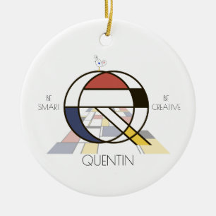 Modern Art Style Monogram. Letter Q Ceramic Tree Decoration