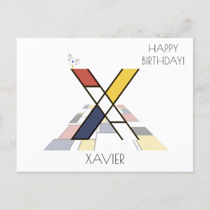 Modern Art Style Monogram. Letter X Postcard