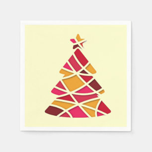 Modern Art Stylish red and gold Christmas tree Napkin