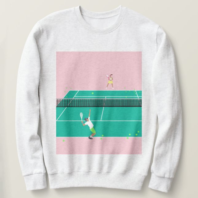 Modern Art Tennis Match Player Pink Green  Sweatshirt (Design Front)