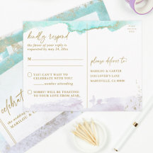 Modern Art Turquoise Lavender Gold RSVP