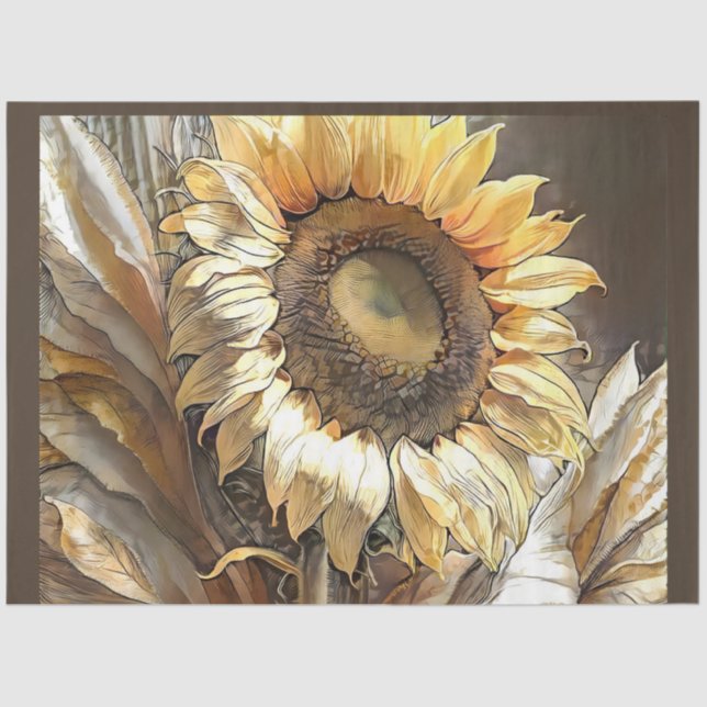 Modern Art Vintage Sunflower Collection Tissue Paper (Front)