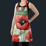 Modern Art Watercolor Red Poppies Apron<br><div class="desc">This modern art design featuring a background of watercolor red poppies is eye-catching and makes a true statement with its rich colours and textures. Vivid and stunning. Wear it for cooking or for crafting. Add a name to make it personalised. Created by Simply Farmhouse Press.</div>
