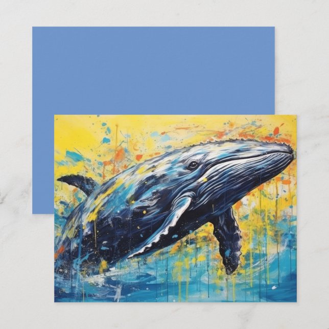 Modern Art Whale Painting  Card (Front/Back)