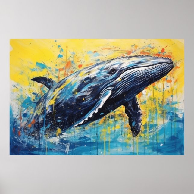 Modern Art Whale Painting  Poster (Front)