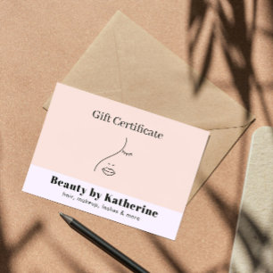 Modern Art Woman Beauty Face Logo Gift Certificate