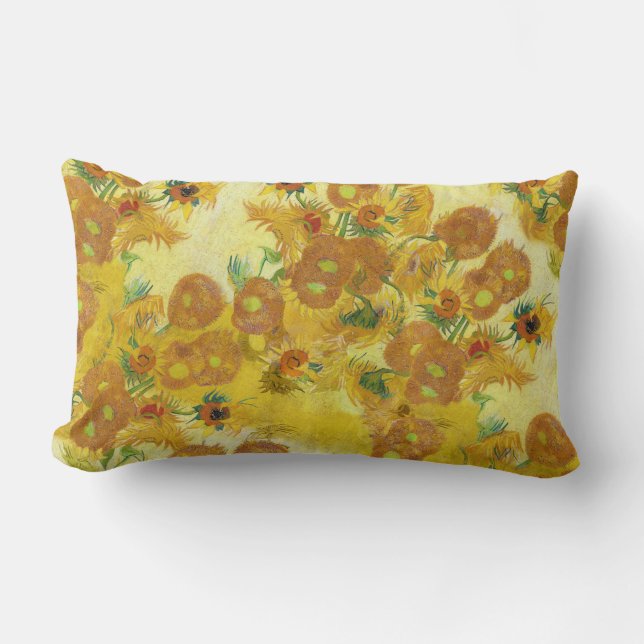 Modern Art Yellow Orange Sunflowers Oil Painting Lumbar Cushion (Front)