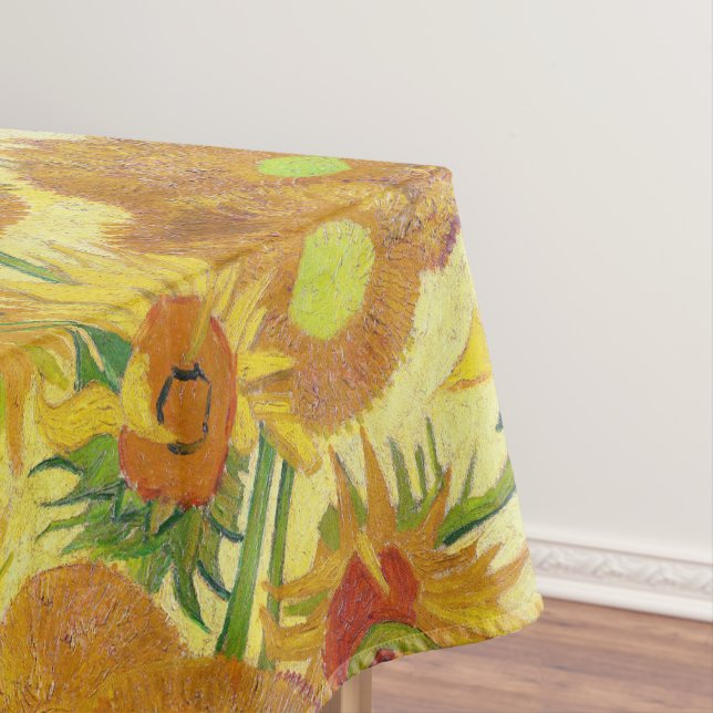 Modern Art Yellow Orange Sunflowers Oil Painting Tablecloth (In Situ)