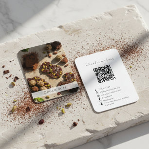 Modern Artisan Chocolate Brand QR Code  Business Card