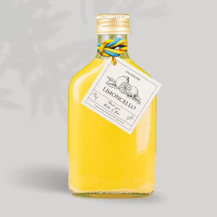 Modern Artisan Lemon Wedding Limoncello Bottle  Favour Tags