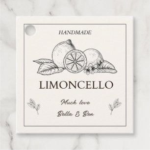 Modern Artisan Lemon Wedding Limoncello Bottle  Favour Tags