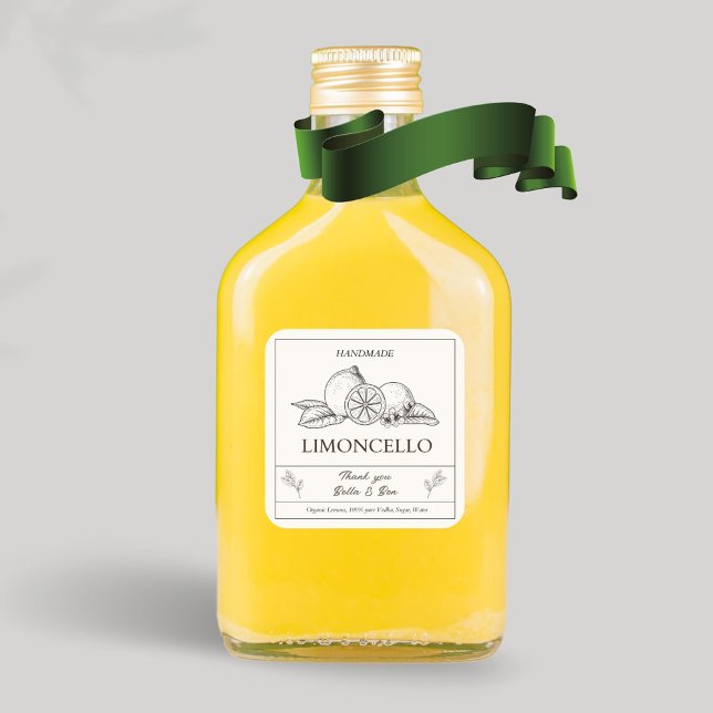 Modern Artisan Lemon Wedding Limoncello Bottle  Square Sticker (Creator Uploaded)