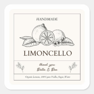 Modern Artisan Lemon Wedding Limoncello Bottle Square Sticker