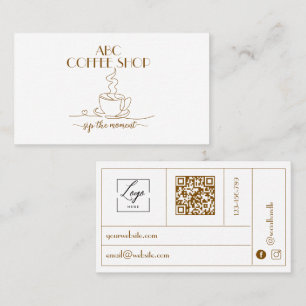 Modern Artisan LOGO QR code Coffee Shop  Business Card