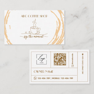 Modern Artisan LOGO QR code Coffee Shop  Business Card