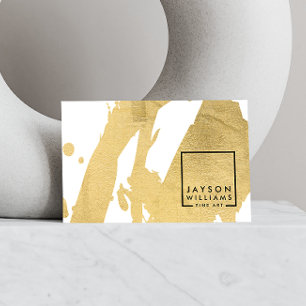 Modern Artist Abstract Faux Gold Brushstrokes Business Card