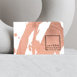 Modern Artist Abstract Faux Rose Gold Brushstrokes Business Card<br><div class="desc">A simple square logo containing your name or business name gives this artist's business card template a modern edge. Customise the card by replacing the brushstrokes with your own art or photography. Please contact the designer if you need help with longer names or alternate layouts. Designed by 1201AM, a boutique...</div>