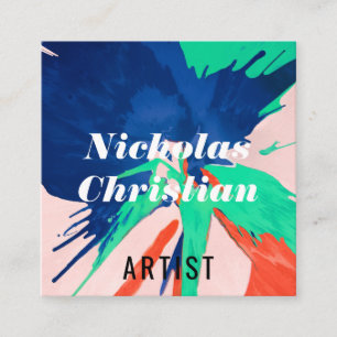 Modern Artist   Colourful   Paint Brushed  Square Business Card