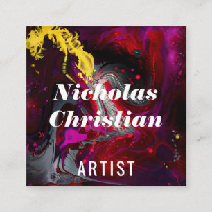 Modern Artist   Colourful   Paint Brushed  Square Business Card