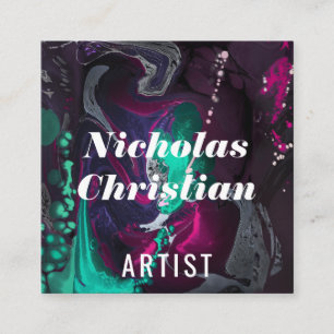 Modern Artist   Colourful   Paint Brushed  Square Business Card