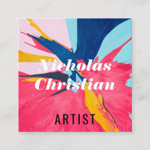 Modern Artist   Colourful   Paint Brushed  Square Business Card