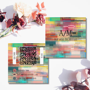 Modern Artistic Art Multicolor  Square Business Card