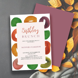 Modern Artistic Autumn Pastel Pattern Birthday Invitation