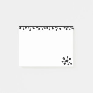 Modern artistic black splash on white post-it notes