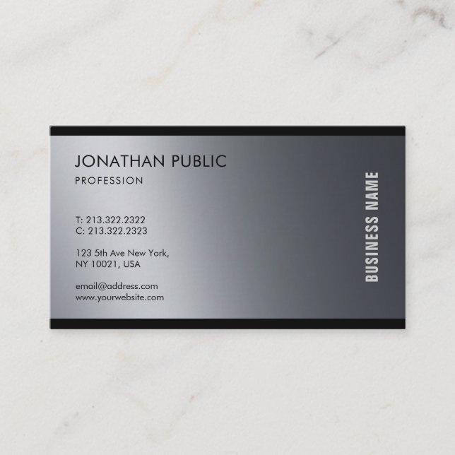 Modern Artistic Black White Design Trendy Plain Business Card (Front)