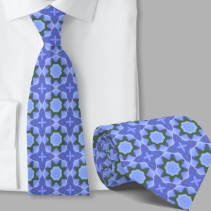 Modern Artistic Blue Geometric Pattern Necktie