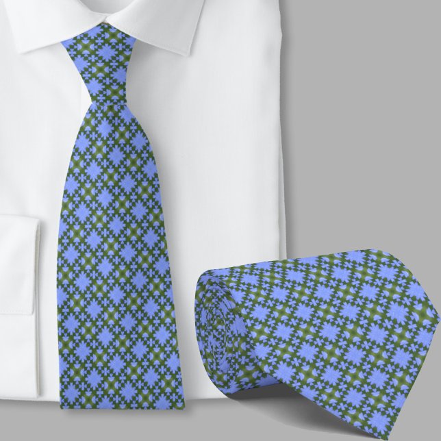 Modern Artistic Blue Geometric Pattern Necktie (Creator Uploaded)