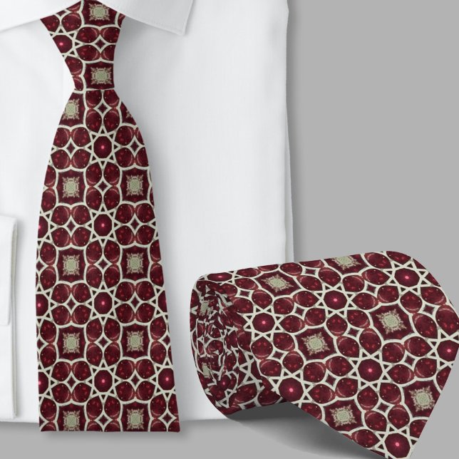 Modern Artistic Brown Geometric Pattern Necktie (Creator Uploaded)