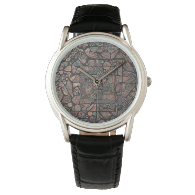 Modern Artistic Classic Black Leather Men’s Watch (Front)