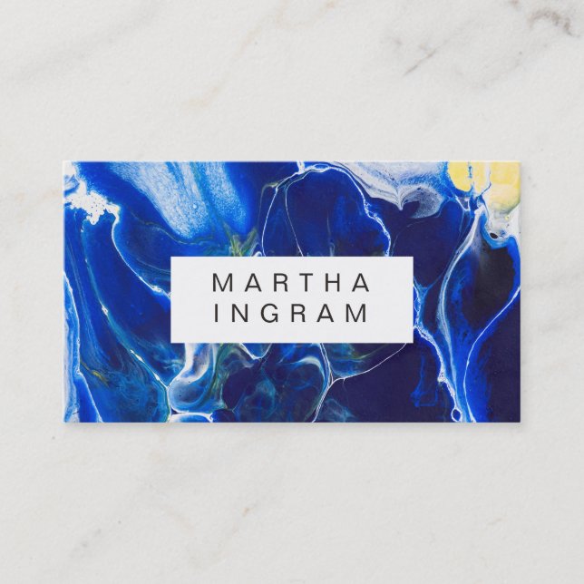 Modern Artistic Creative Design Blue Abstract Business Card (Front)