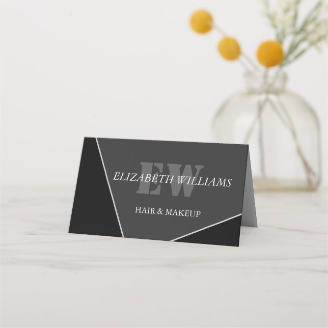 Modern Artistic Grey Black Monogram Appointment Ca Card (Front)